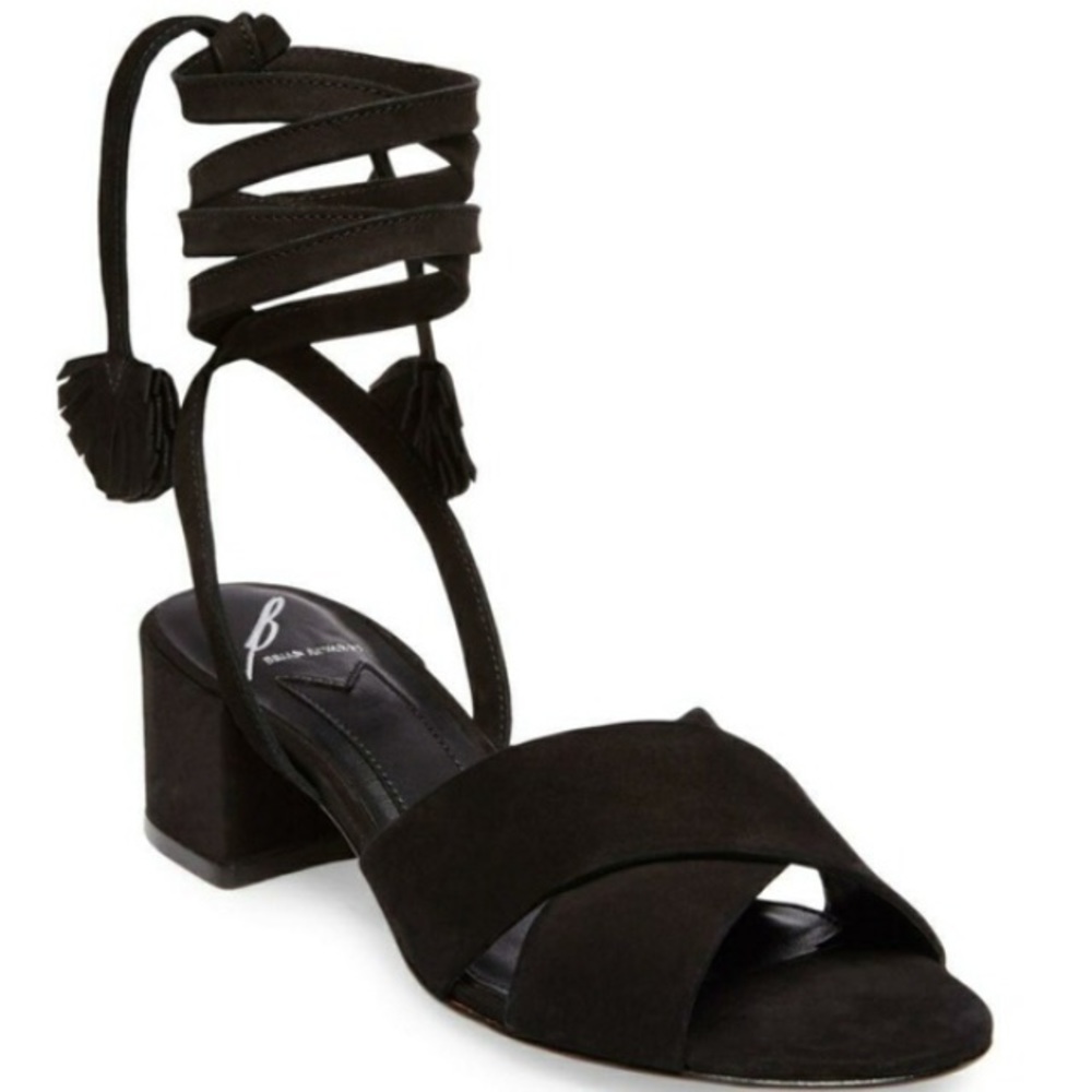 DELETING SOON Suede flat sandal w leg wrap tie 9.5 NWOB